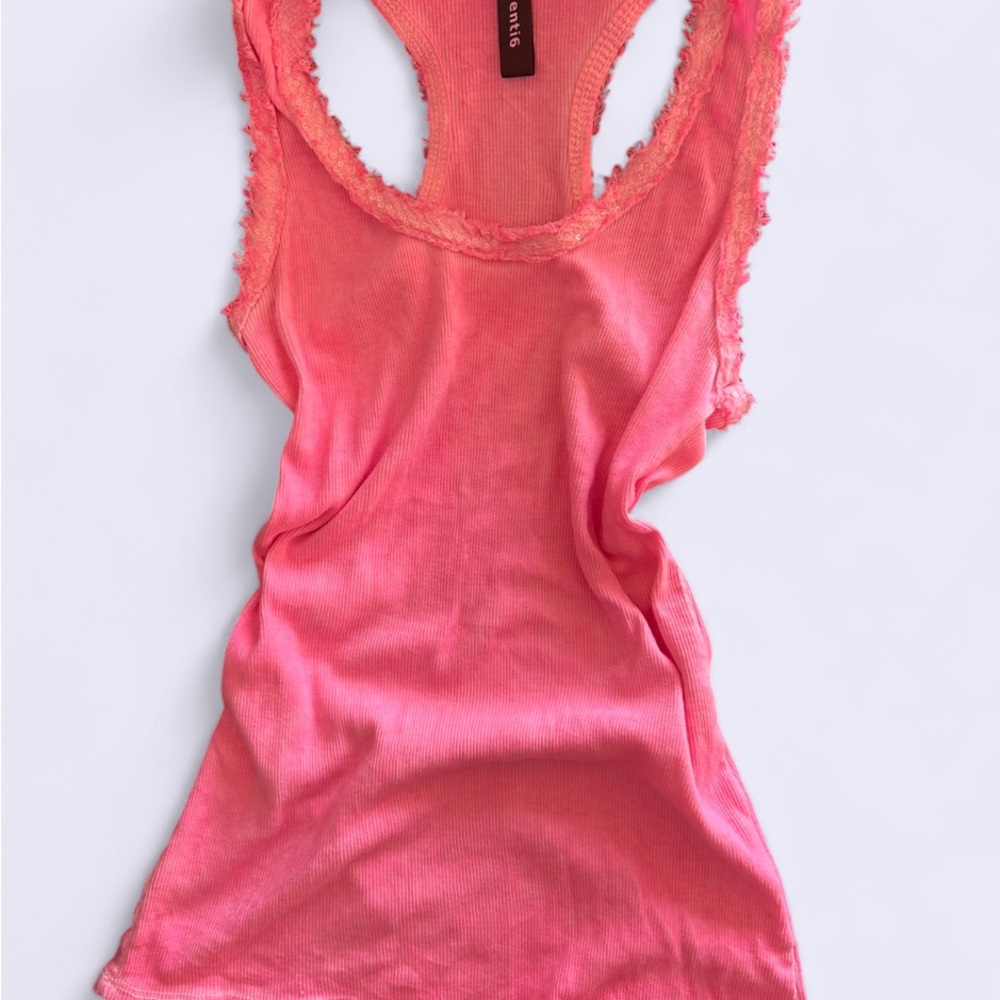 Pink Ruffled Backless Sleeveless Tank Top